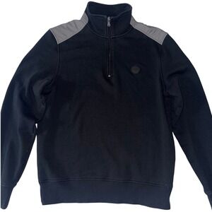 Michael Kors Mens Quarter Zip Pullover Black Grey Quilted Shoulder Size M